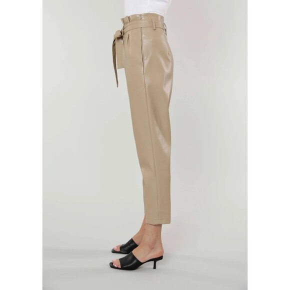 NWT Dolce Cabo Caramel vegan, faux leather belted pants, M - Picture 3 of 7